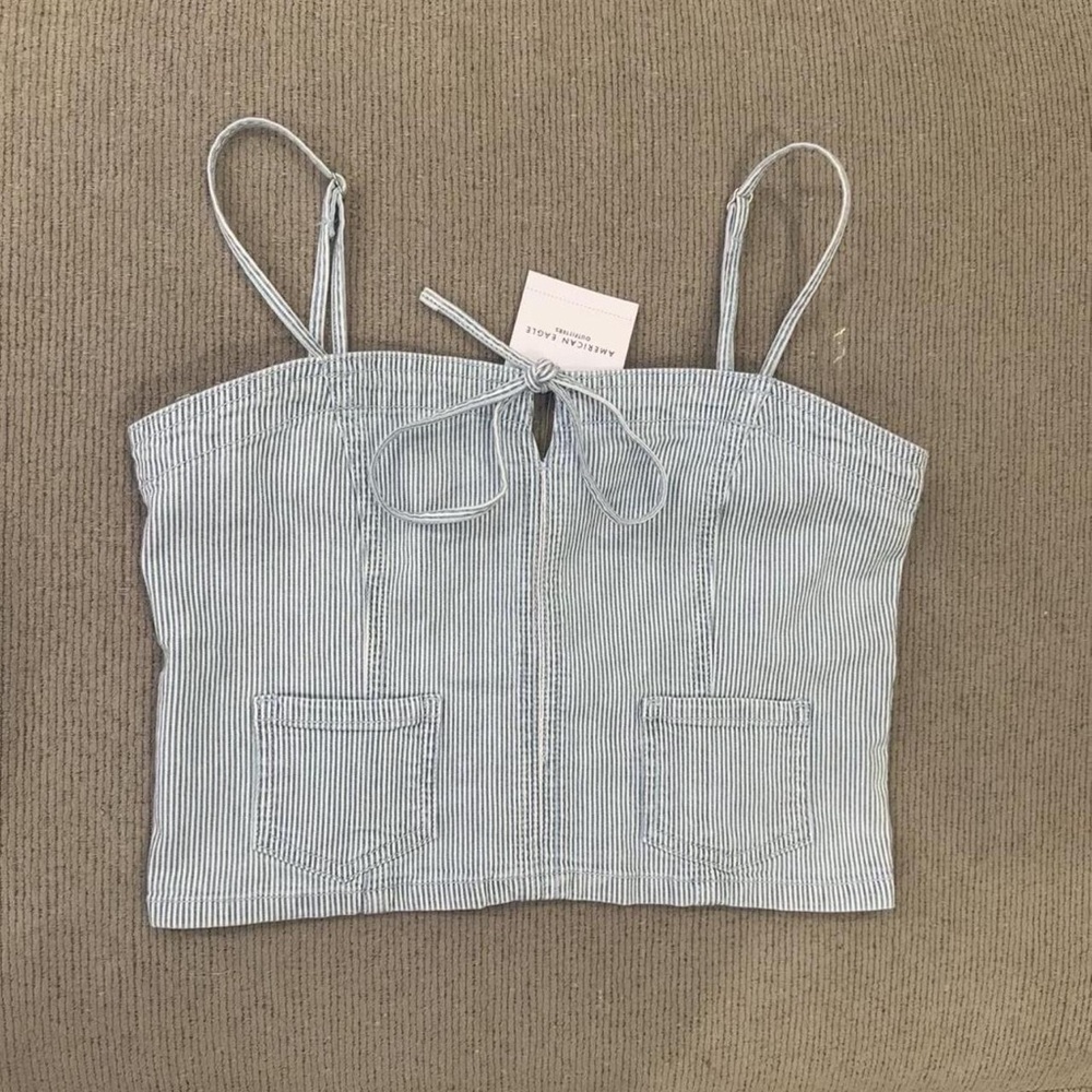 Sky Blue Striped Crop Top